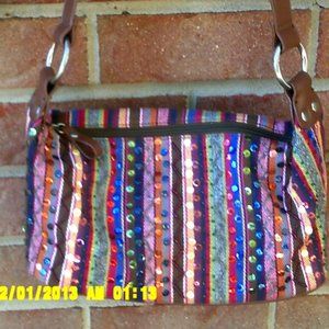 Striped Squined and Beaded Purse